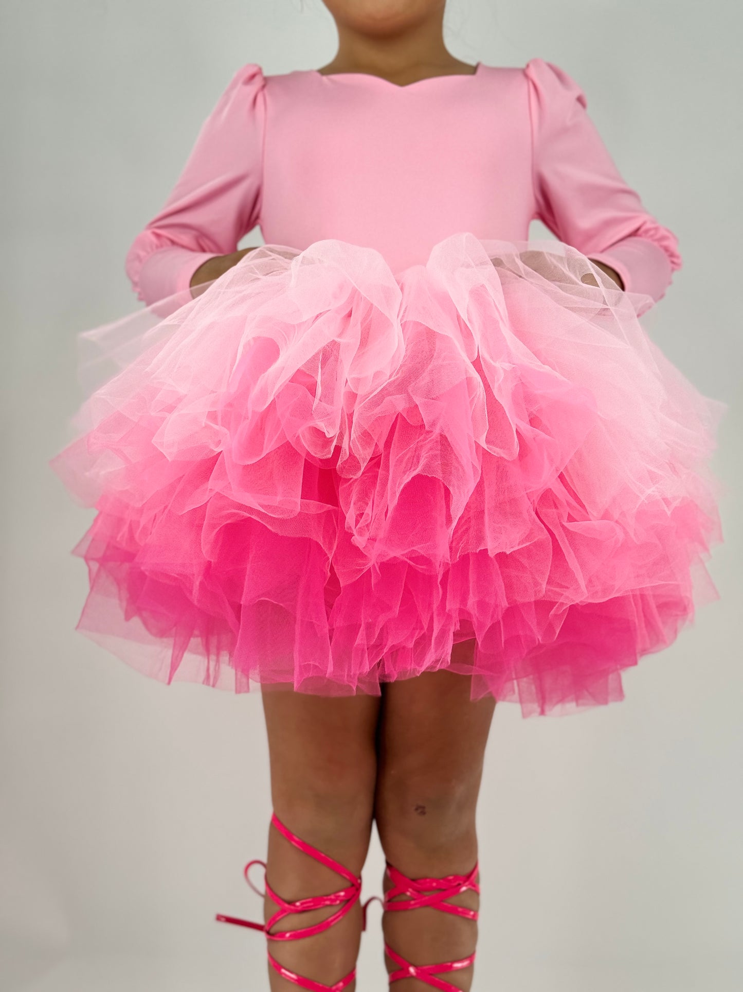 Pink ombré soft tulle long sleeve tutu Leo