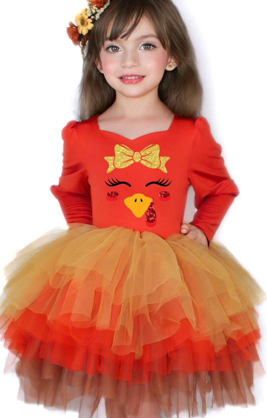 Turkey face rust tutu one piece soft tulle