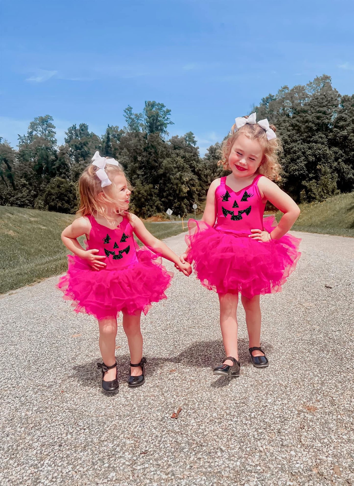 Hot Pink pumpkin one piece tutu set glitter tulle