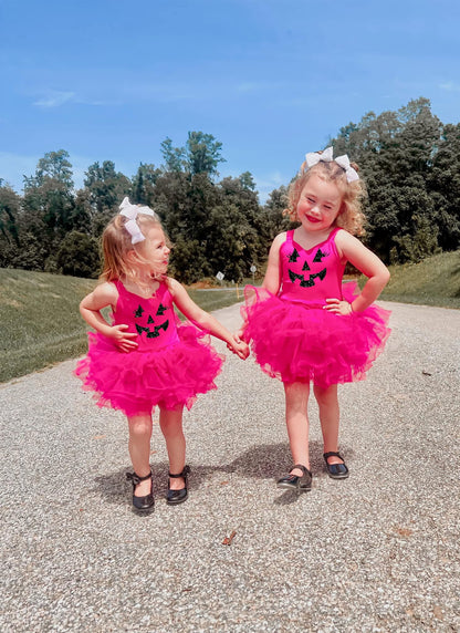 Hot Pink pumpkin one piece tutu set glitter tulle