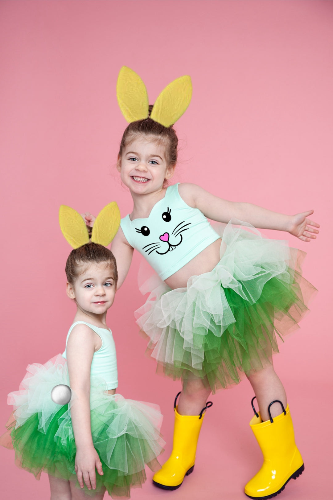 Green Bunny bamboo 2 piece set with Bunny ears and tail