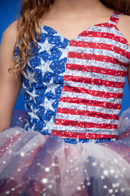 4th of July tutu set bamboo- back star embroidery with shorts