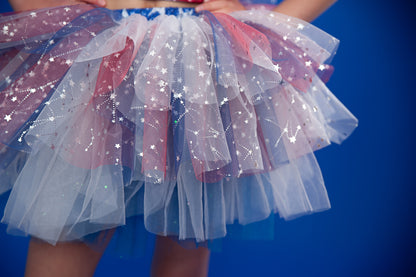 4th of July tutu set bamboo- back star embroidery with shorts