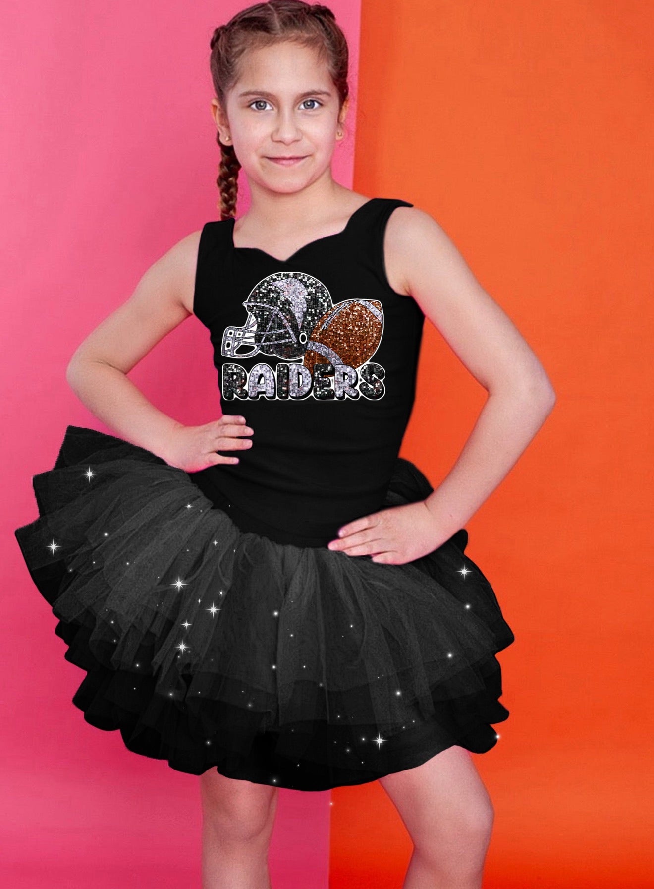 Raiders two piece tutu set full coverage (select your design and tutu)