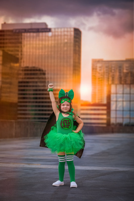 Hulk 4 piece green tutu set with cape and mask