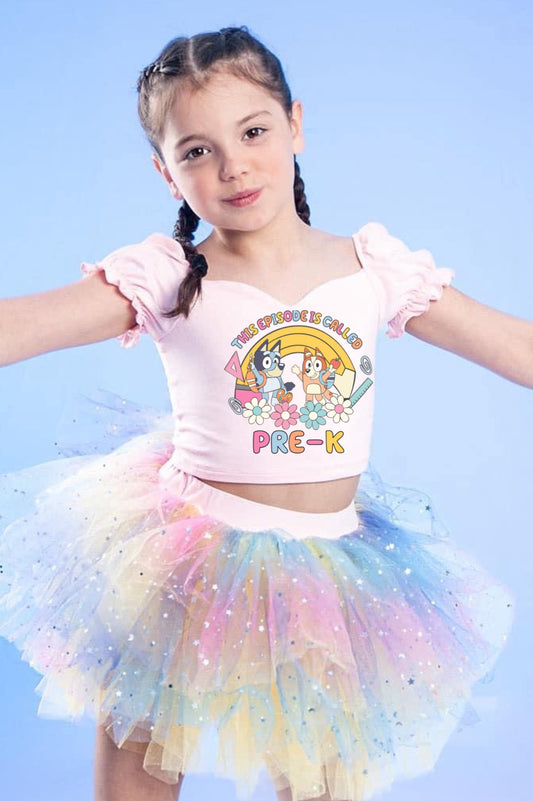 Bluey back to school ( any grade) bamboo tutu blue, pink or coral pick your tutu color