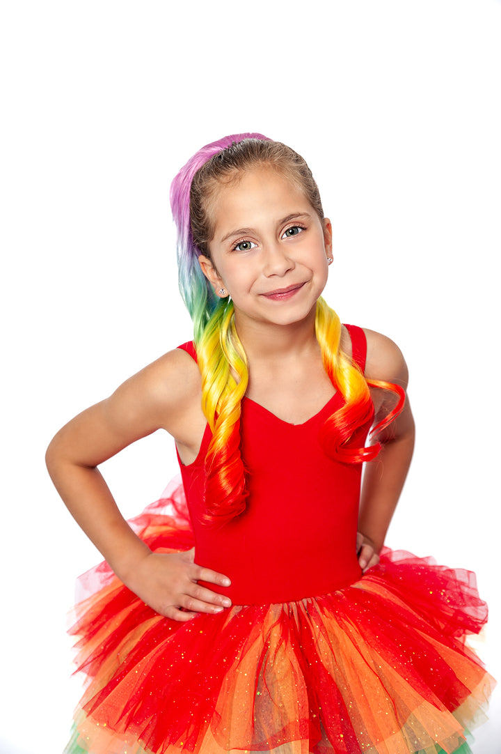 BRIGHT RAINBOW SWEETHEART lSOFT TULLE TUTU LEOTARD