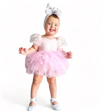 Load image into Gallery viewer, Spring floral pink Ombré extra fluffy sweetheart tutu leotard