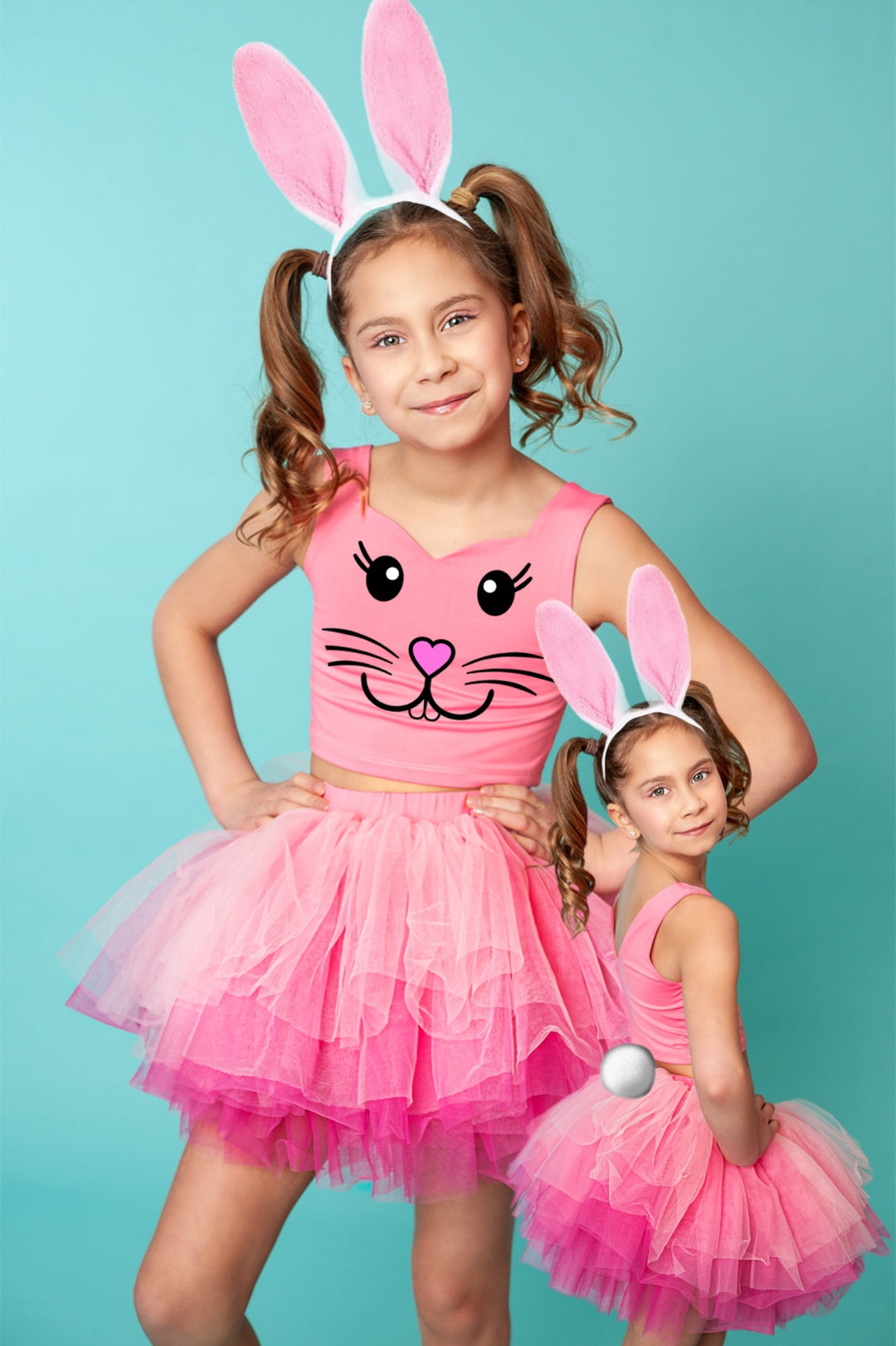Bunny Pink bamboo 2 piece set with hot pink ears and tail