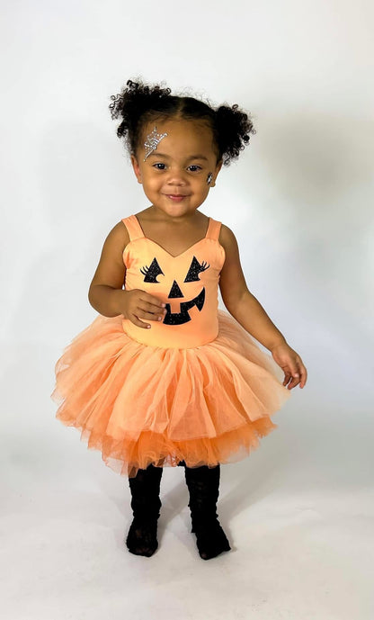 Orange pumpkin two piece tutu set glitter tulle