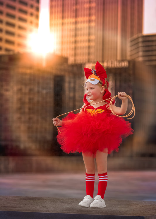 Wonder Woman 4 piece red tutu with cape and mask