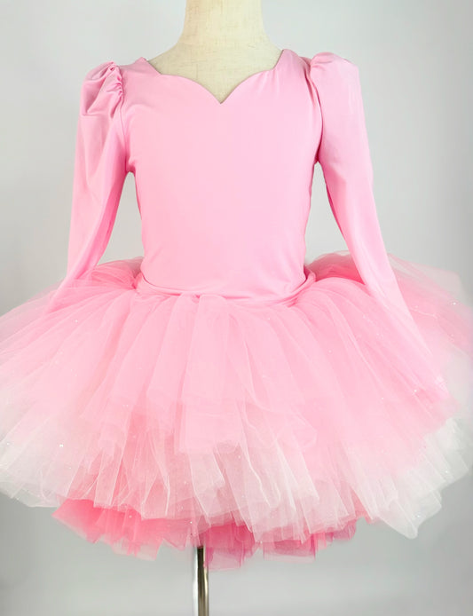 Solid pink tutu 2 piece set long sleeve