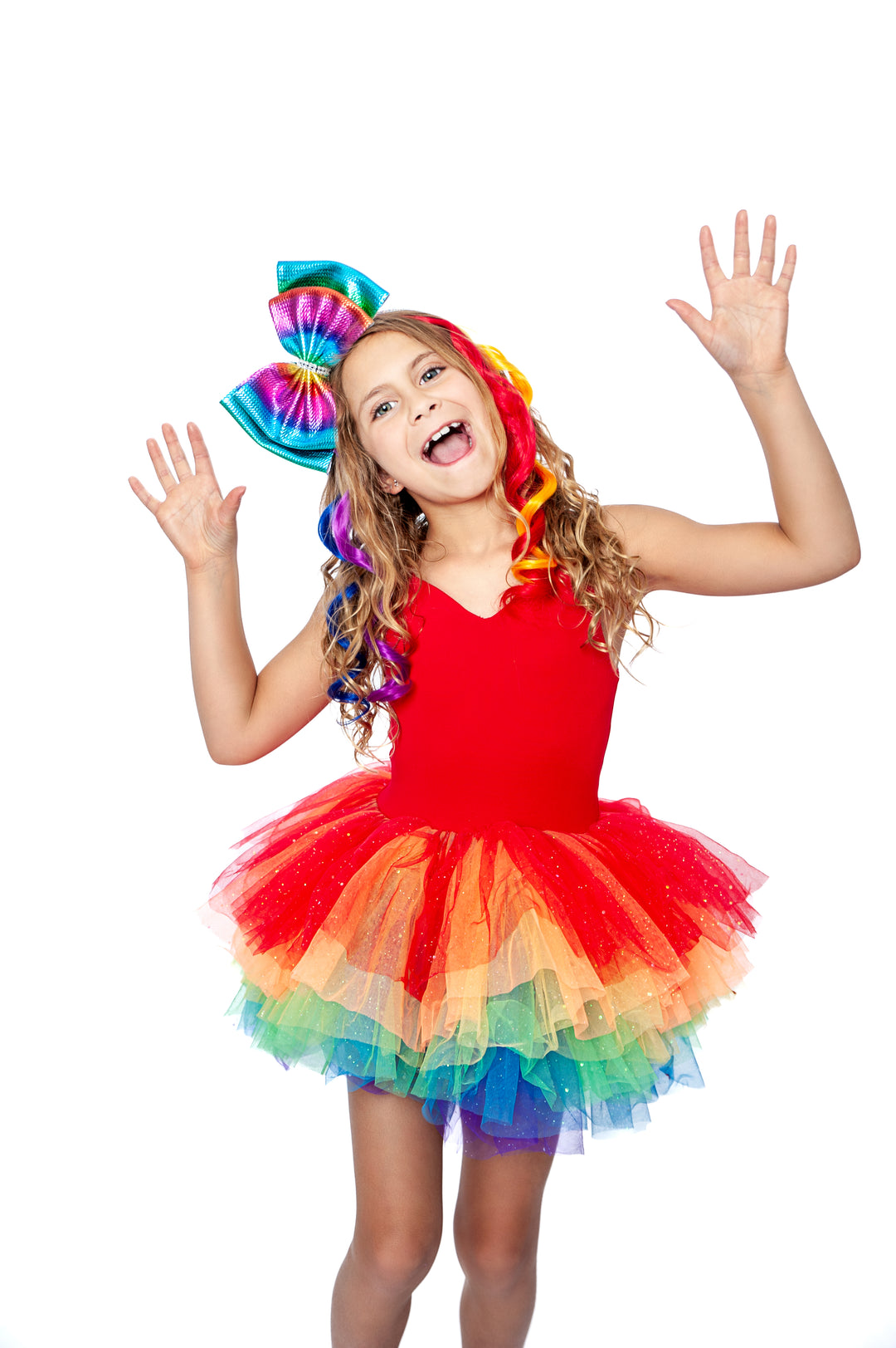 BRIGHT RAINBOW SWEETHEART lSOFT TULLE TUTU LEOTARD