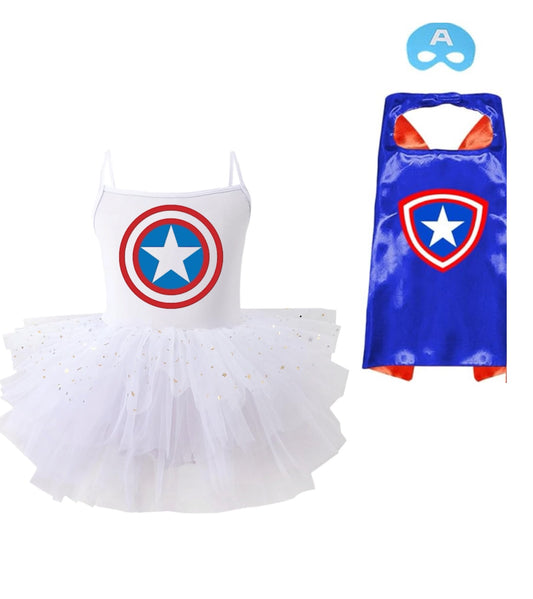 Thor 3 piece white tutu set with cape and mask