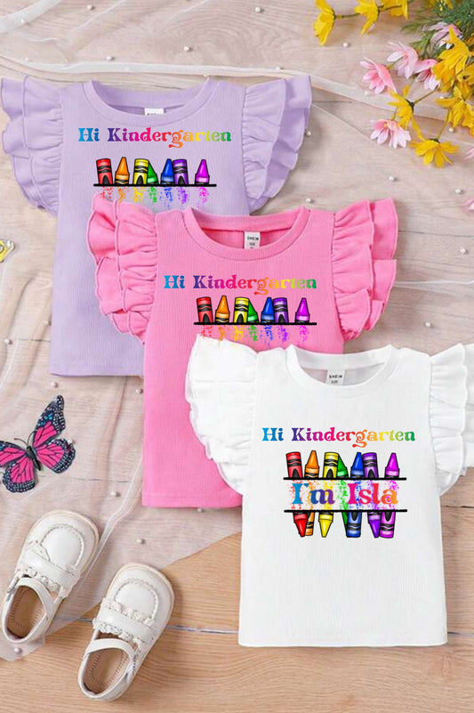 Personalized back to school shirt flutter sleeves