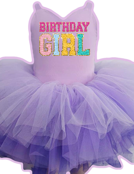 Birthday girl purple one piece chenille patches