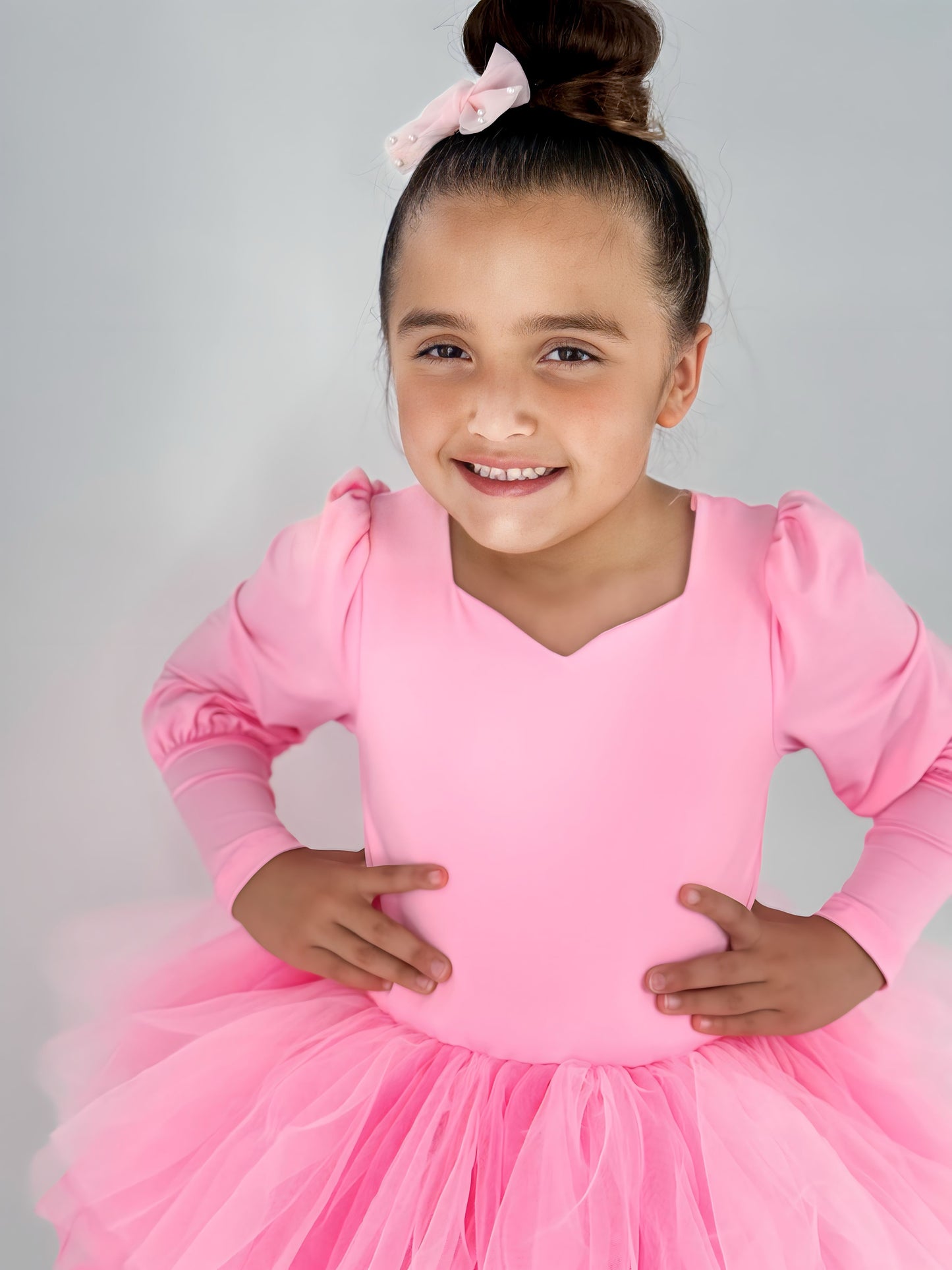 Pink ombré soft tulle long sleeve tutu Leo