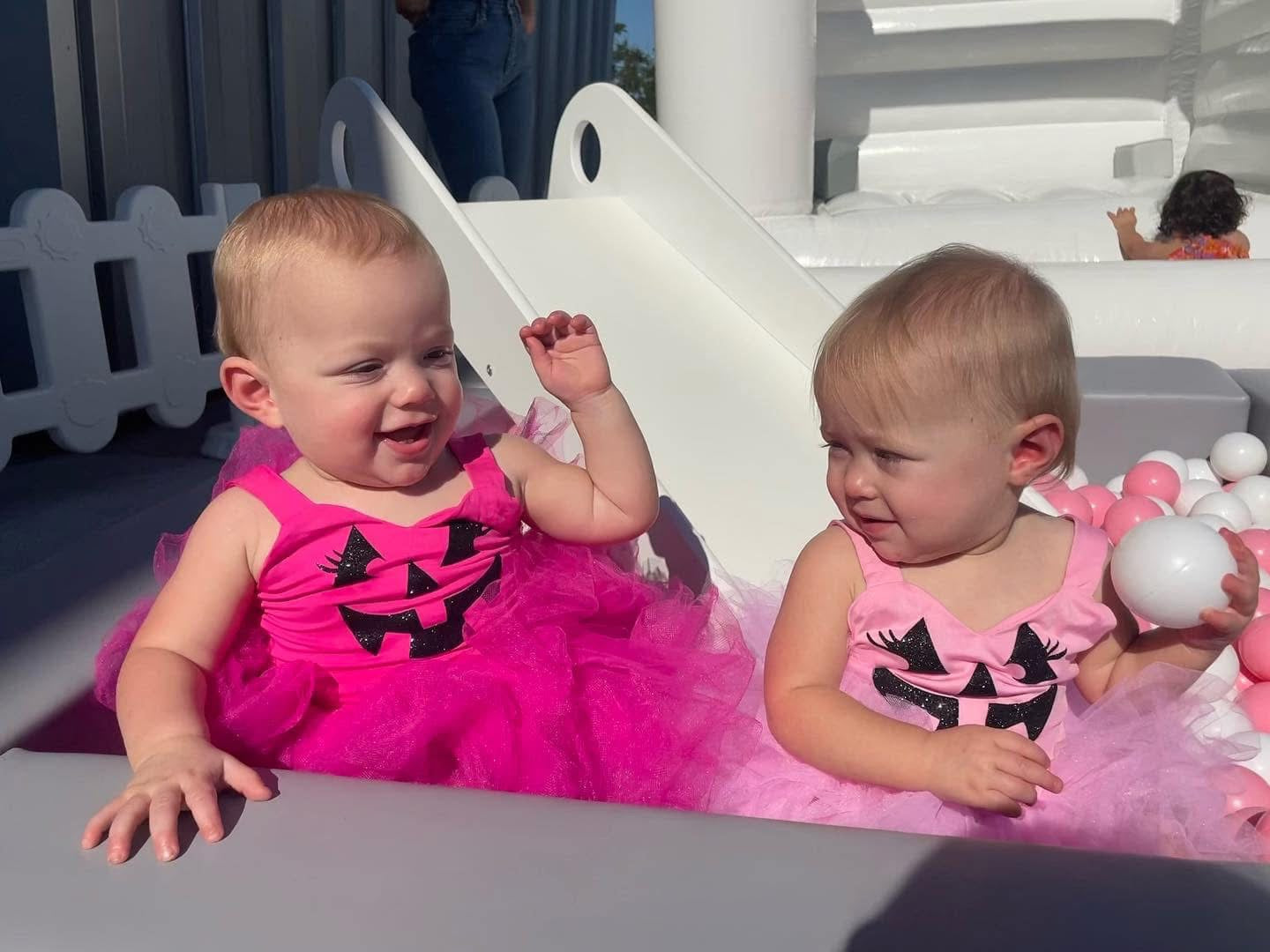 Hot Pink pumpkin one piece tutu set glitter tulle
