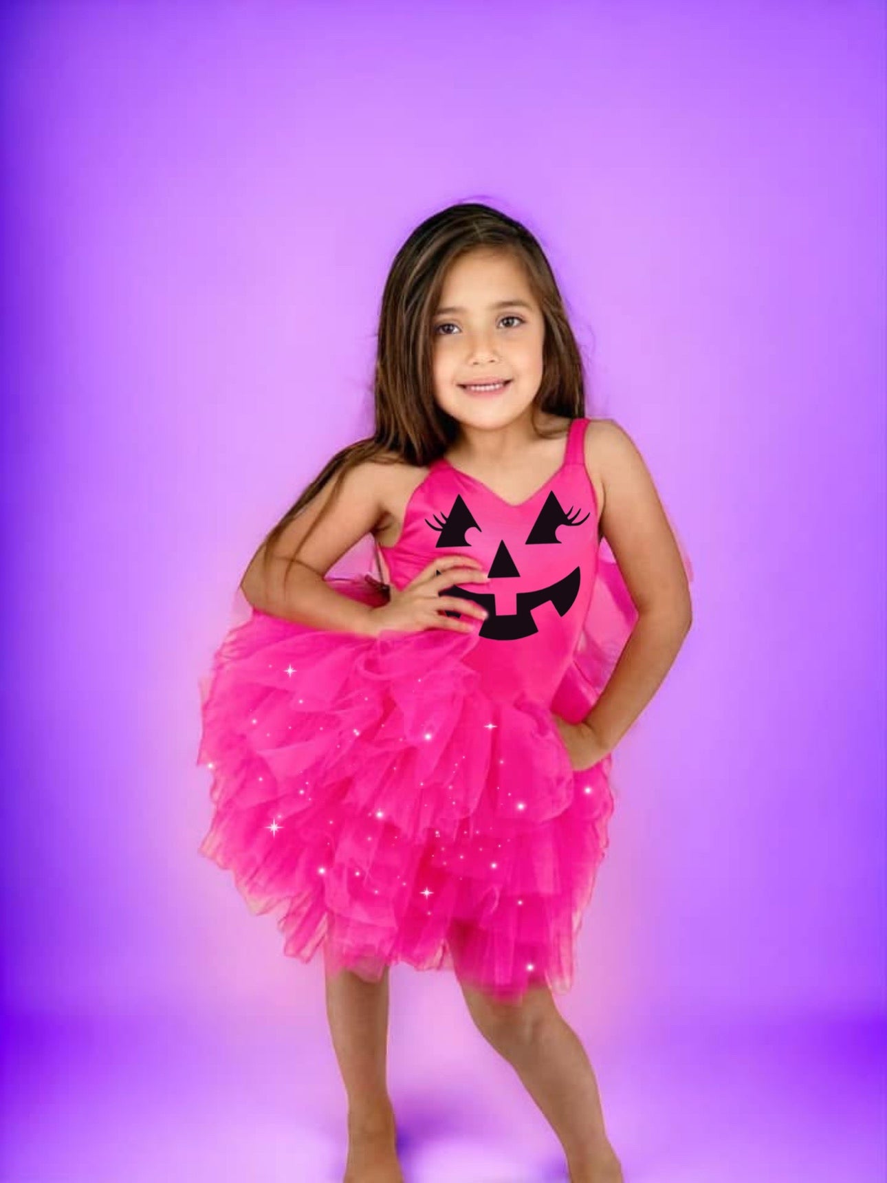 Hot Pink pumpkin one piece tutu set glitter tulle