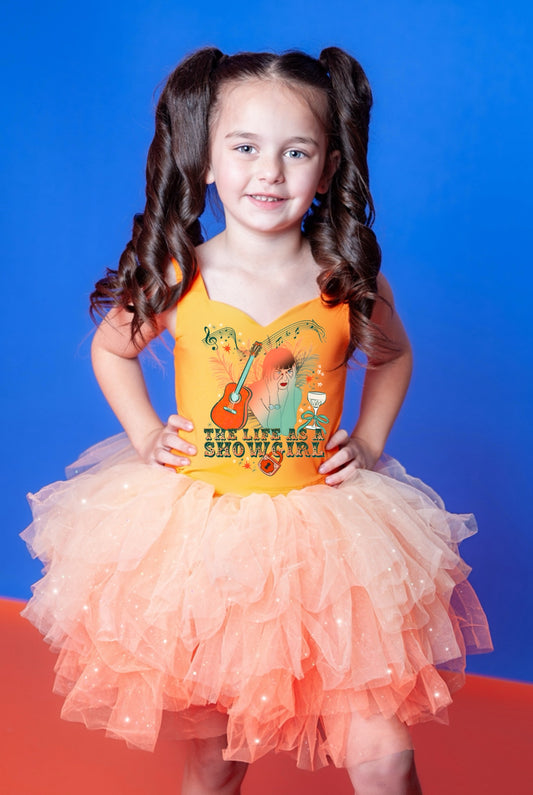 Showgirl taylor swift orange two piece tutu set glitter tulle