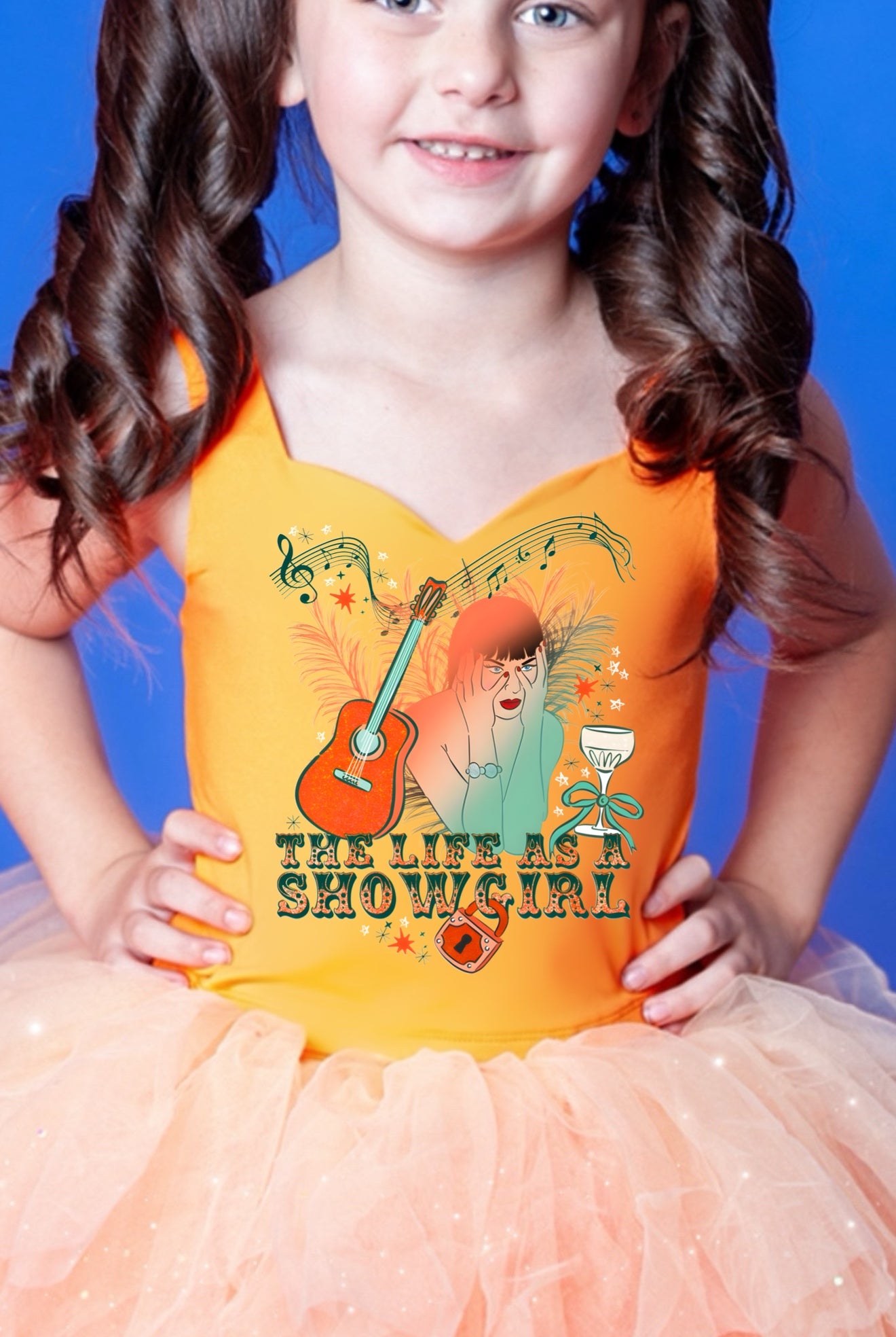 Showgirl taylor swift orange two piece tutu set glitter tulle