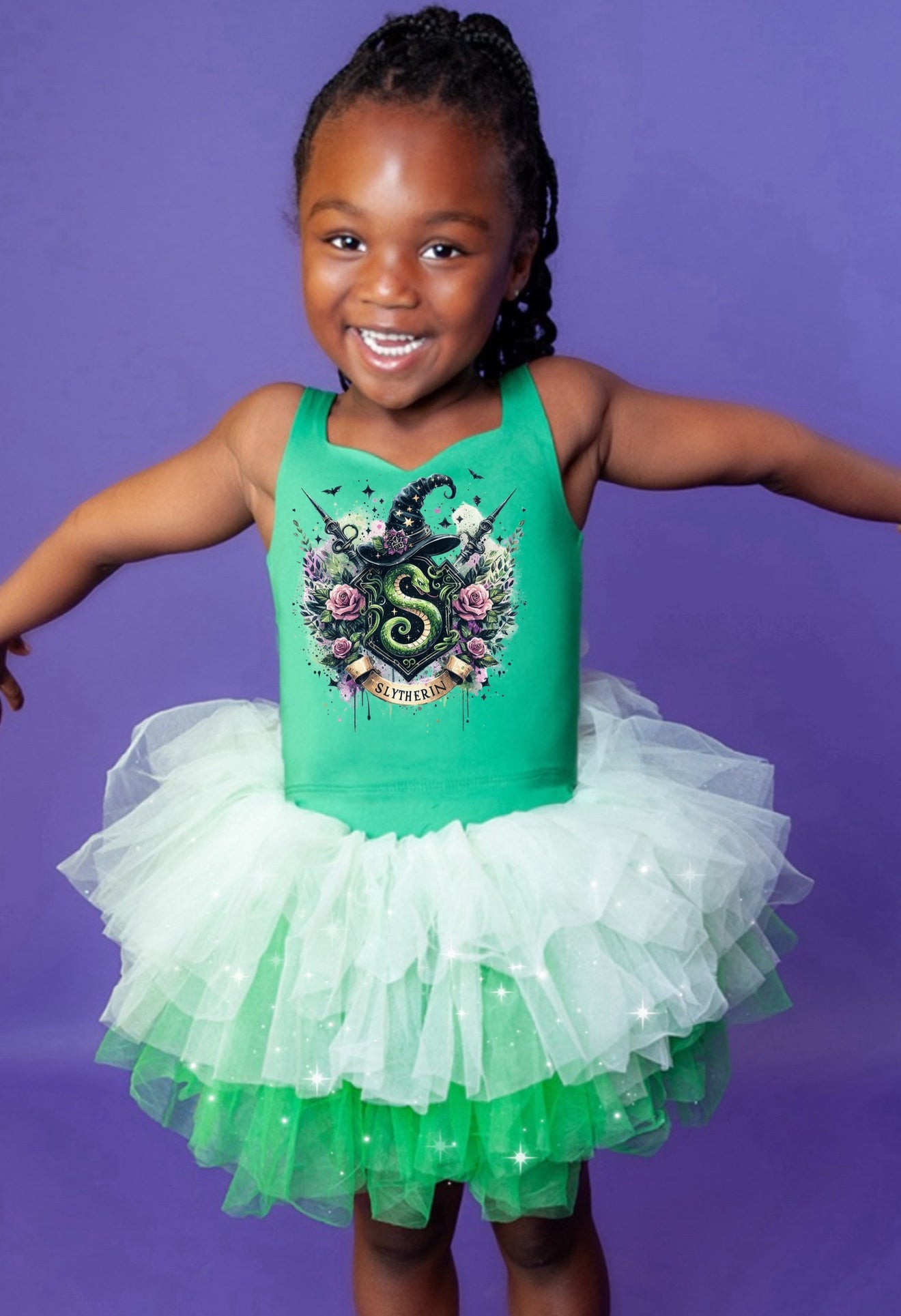 Green Harry potter slytherin two piece bamboo glitter soft tulle
