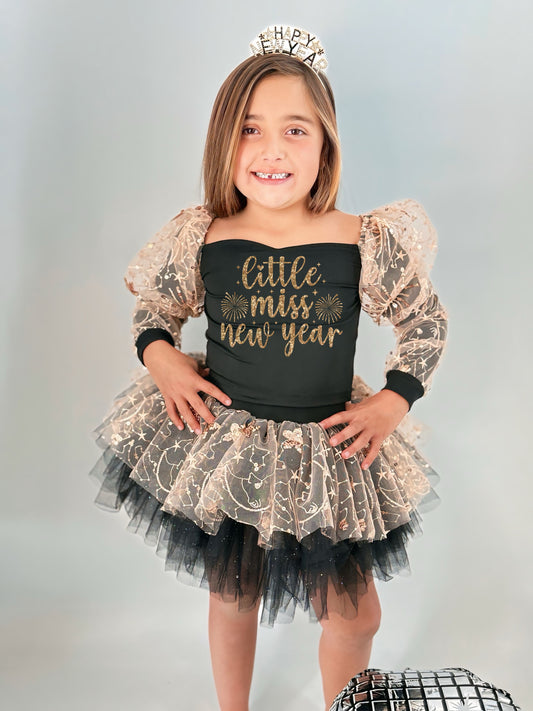 Little miss New Years two piece tutu Set Bamboo and soft tulle 2025