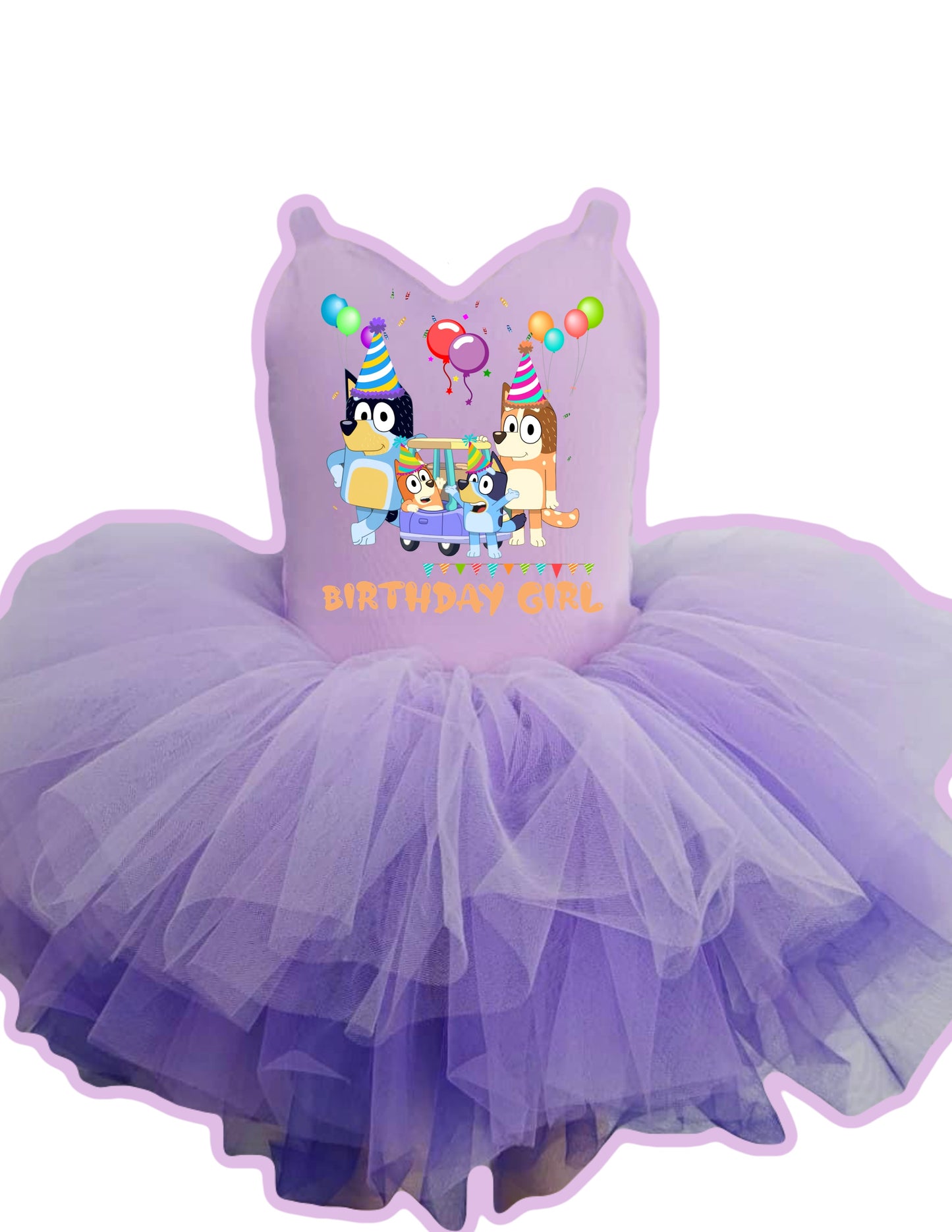 Bluey Birthday purple one piece soft tulle