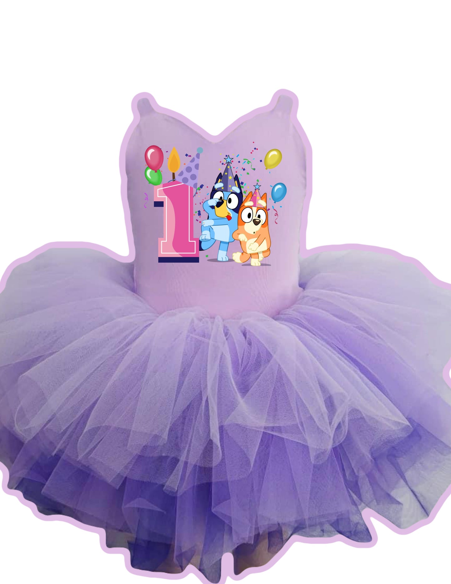 Bluey Birthday Number purple one piece soft tulle