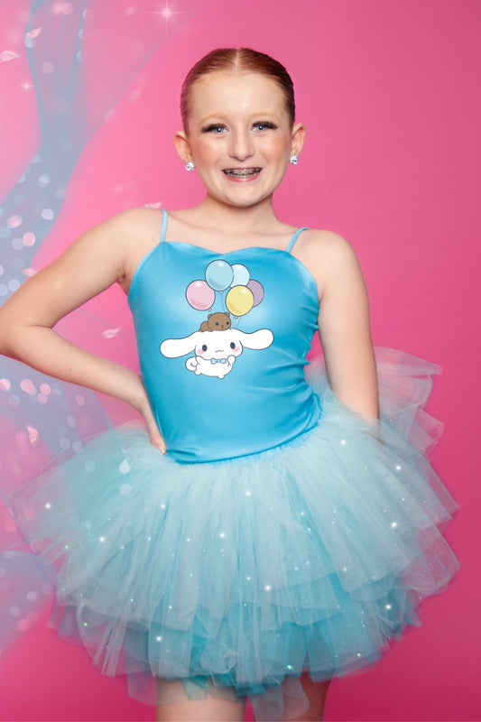 Cinammon roll balloons two piece bamboo glitter soft tulle teal or pink -customizable