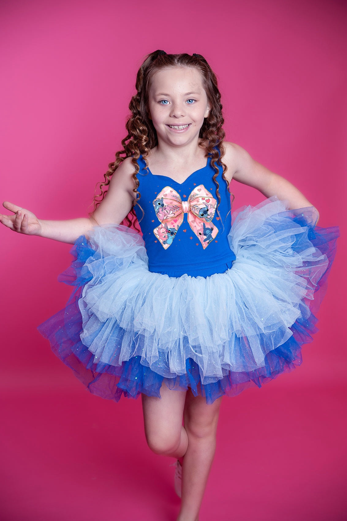 Stitch bow Bamboo tutu set