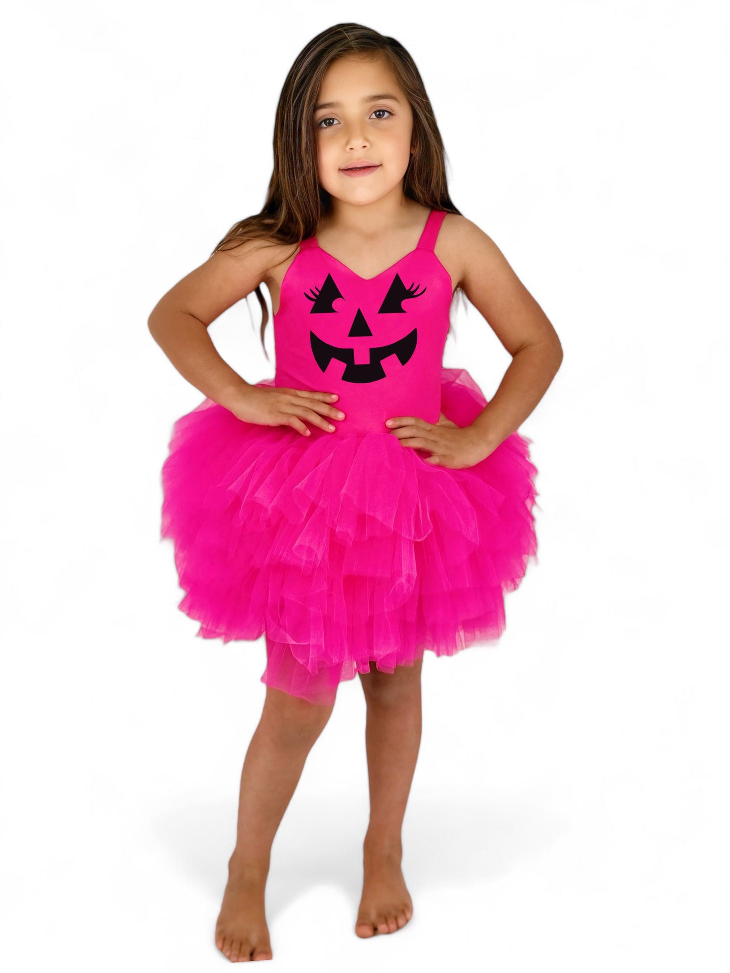 Hot pink pumpkin tutu leotard