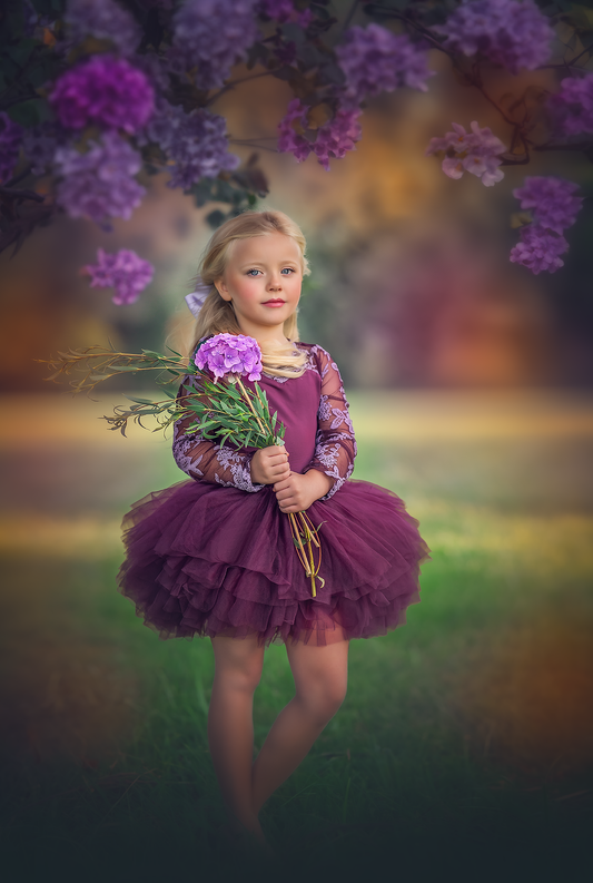 Plum lace soft tulle tutu Leo