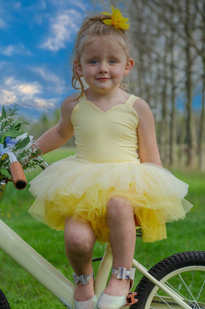 Yellow ombré soft tulle tutu leotard one piece