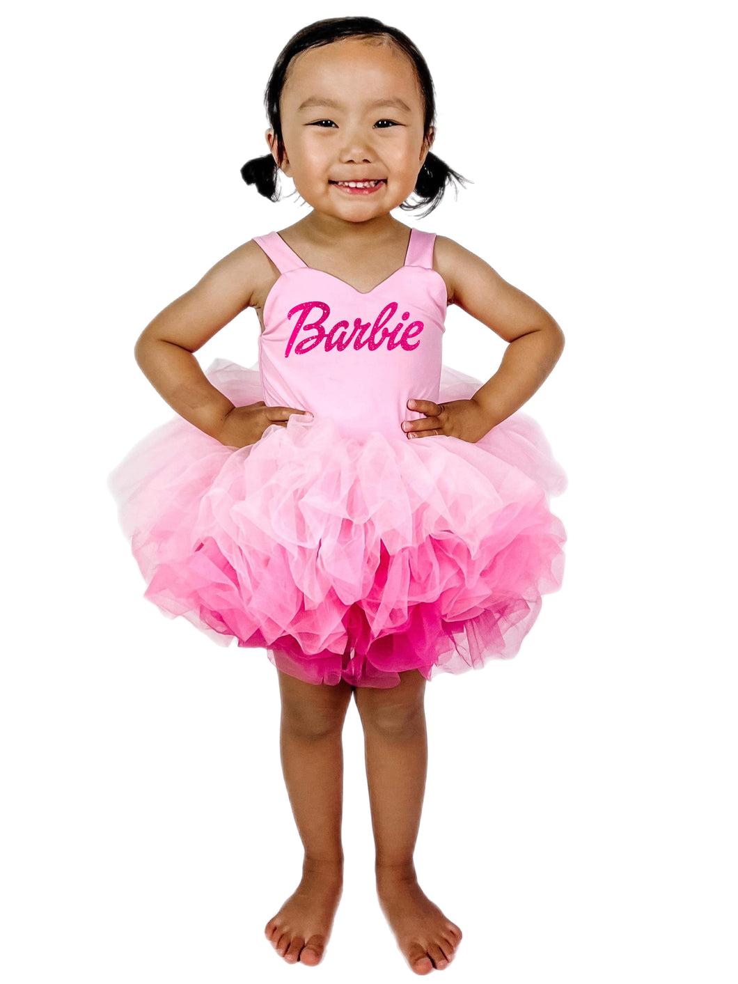 B Girl with soft tulle in pink