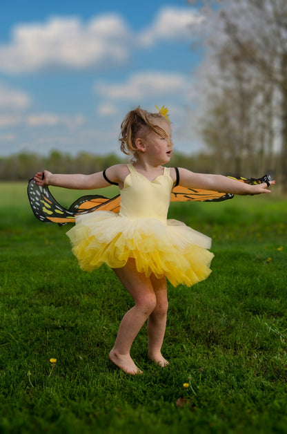 Yellow ombré soft tulle tutu leotard one piece