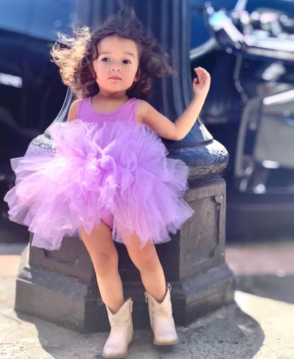 Lilac sleeveless tutu leotard