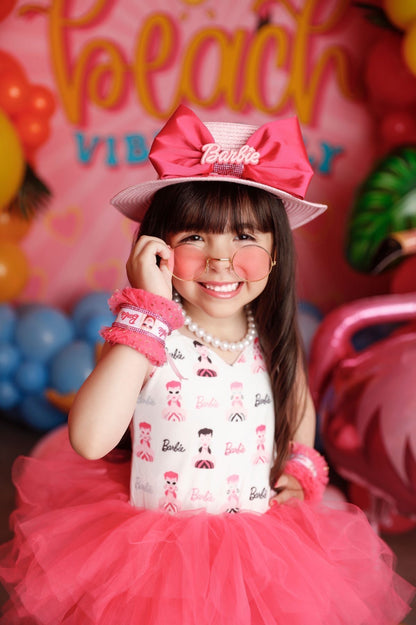 Retro B Girl print sweetheart neckline  tutu leo