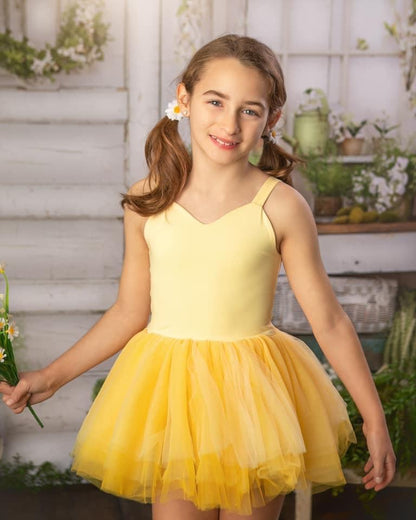 Yellow ombré soft tulle tutu leotard one piece