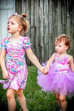 Load image into Gallery viewer, LilacPink Leopard puff sleeve twirl dress