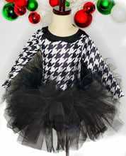 Load image into Gallery viewer, Houndstooth collar long sleeve tutu leotard