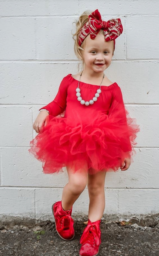 Red long sleeve tutu leotard rts