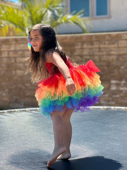 BRIGHT RAINBOW SWEETHEART SOFT TULLE TUTU LEOTARD