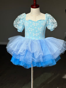 Spring floral blue Ombré extra fluffy sweetheart tutu leotard