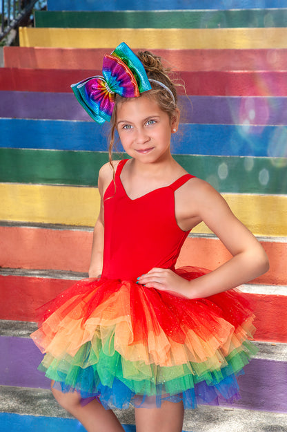 BRIGHT RAINBOW SWEETHEART SOFT TULLE TUTU LEOTARD