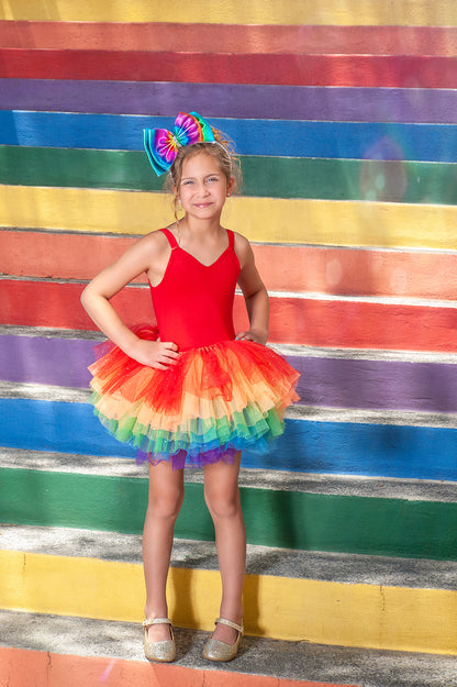 BRIGHT RAINBOW SWEETHEART SOFT TULLE TUTU LEOTARD