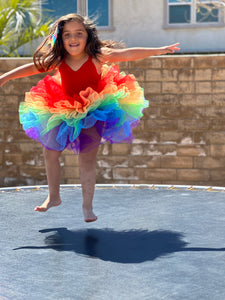BRIGHT RAINBOW SWEETHEART lSOFT TULLE TUTU LEOTARD