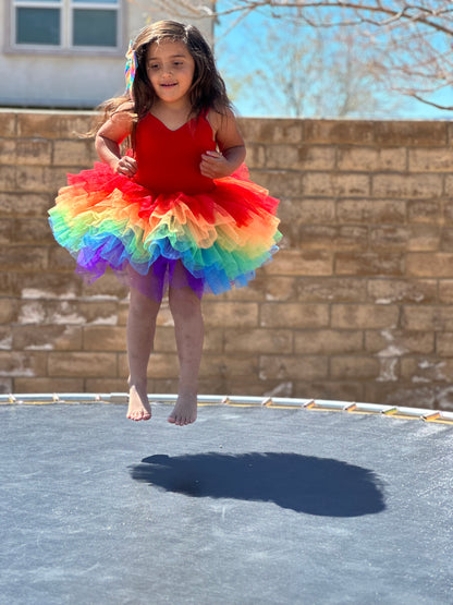 BRIGHT RAINBOW SWEETHEART SOFT TULLE TUTU LEOTARD