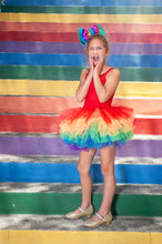 Load image into Gallery viewer, BRIGHT RAINBOW SWEETHEART lSOFT TULLE TUTU LEOTARD