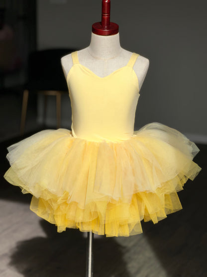 Yellow ombré soft tulle tutu leotard one piece